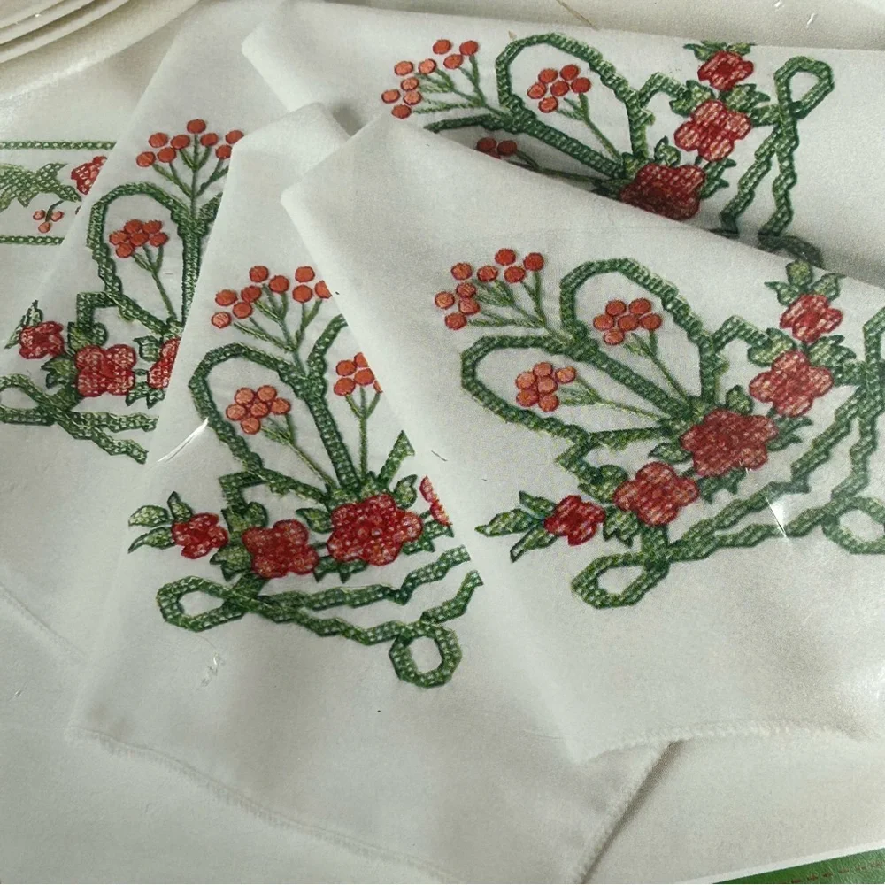 Bucilla Stamped Cross Stitch Napkins 86591 Set of 4 Victorian Frieze 16